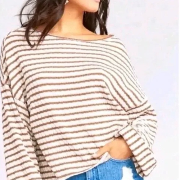 Show Me Your MuMu Sweaters - Show Me Your Mumu Sweater striped brown and white Comfy Cozy oversized soft